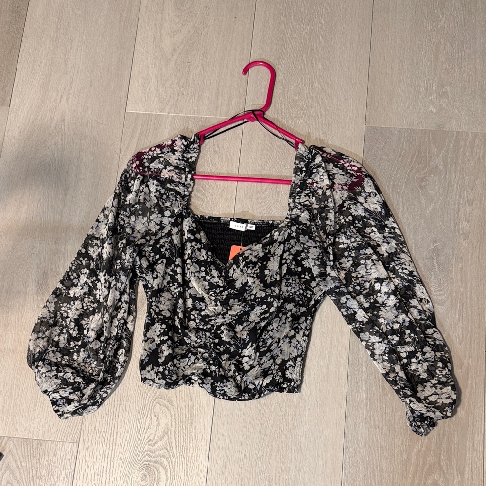 Lush Black and White Floral Blouse